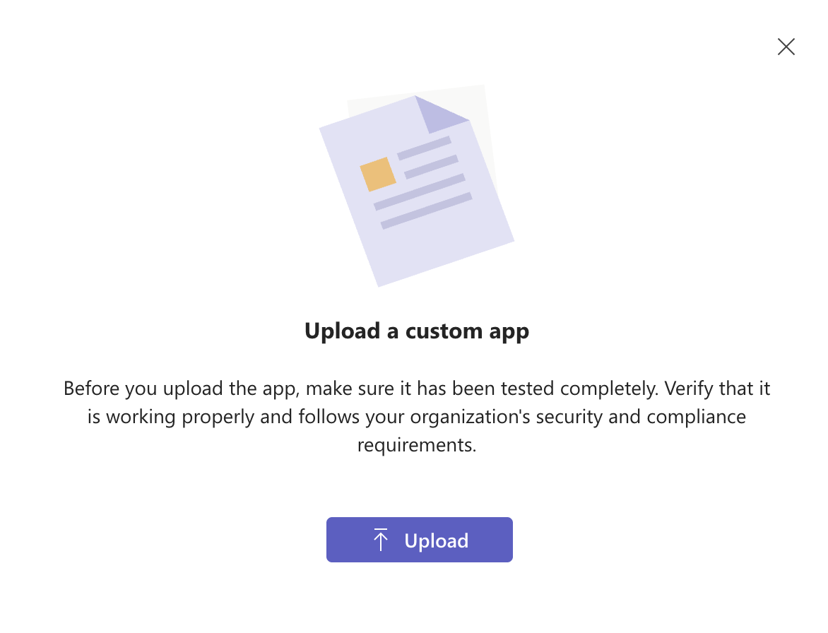 Teams Upload Custom App Dialog