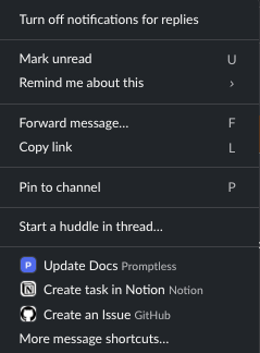 Slack Message Action Example