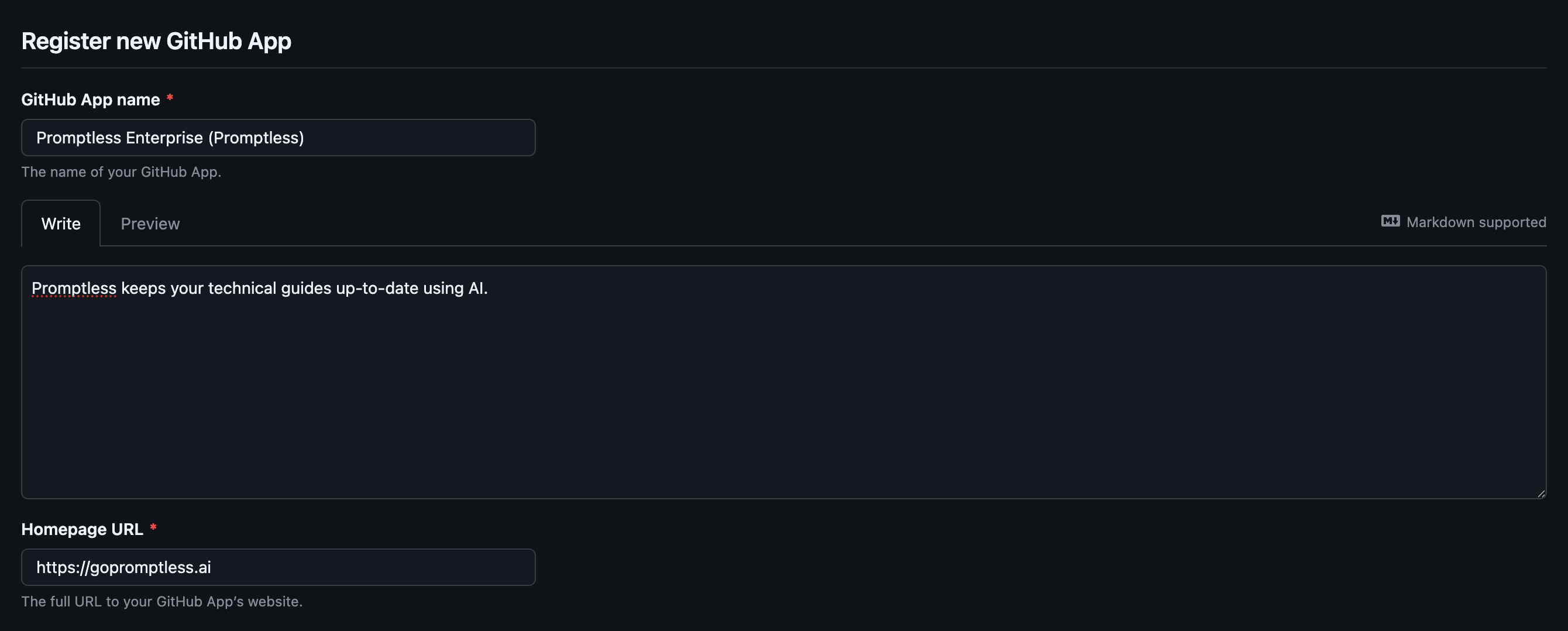 GitHub Enterprise App Registration