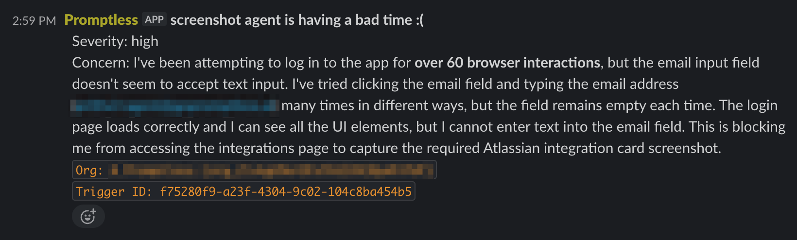 Agent escalation showing login struggles