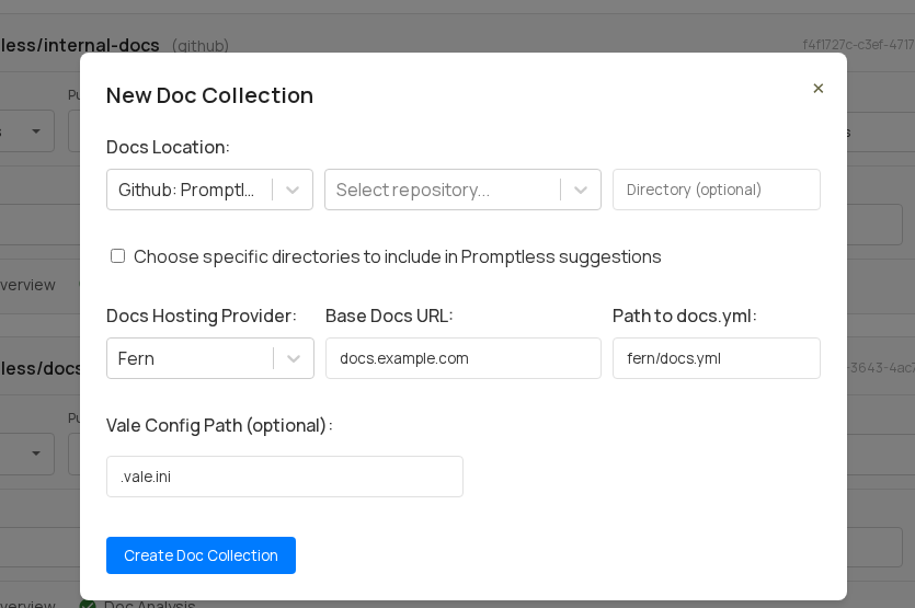 New Doc Collection Modal