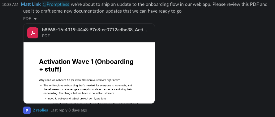 Slack file attachment processing