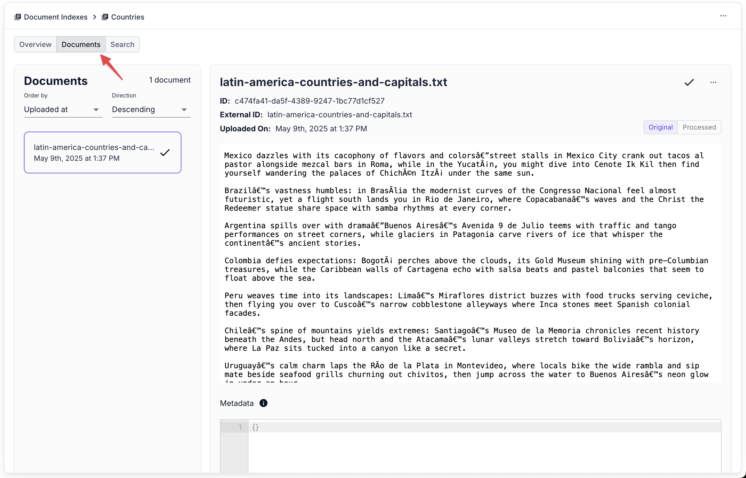 Document preview interface