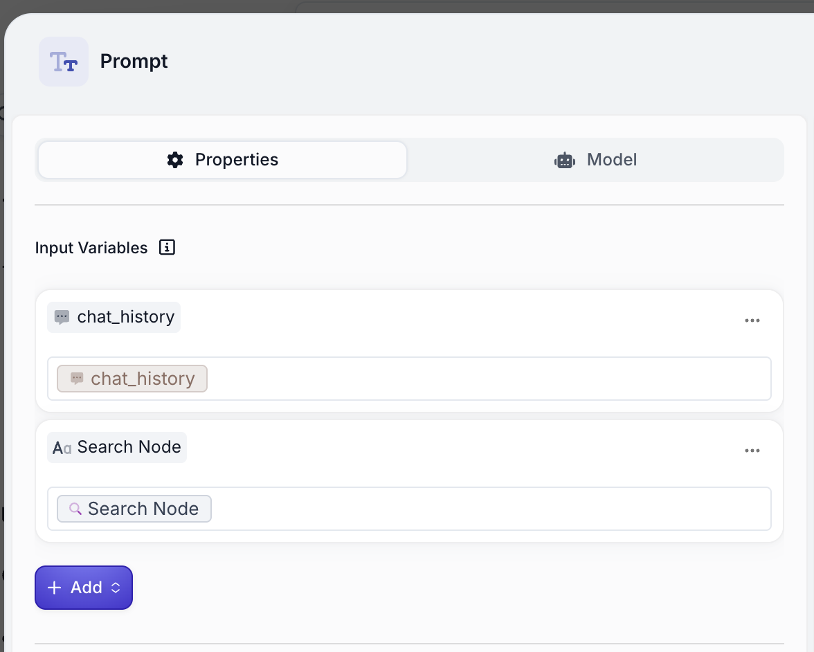 Prompt Node with search input