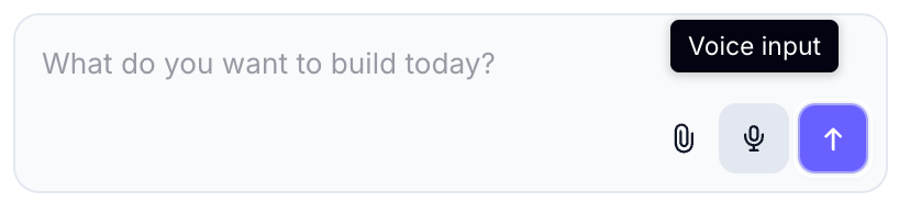 Agent Builder input field with microphone icon for voice input