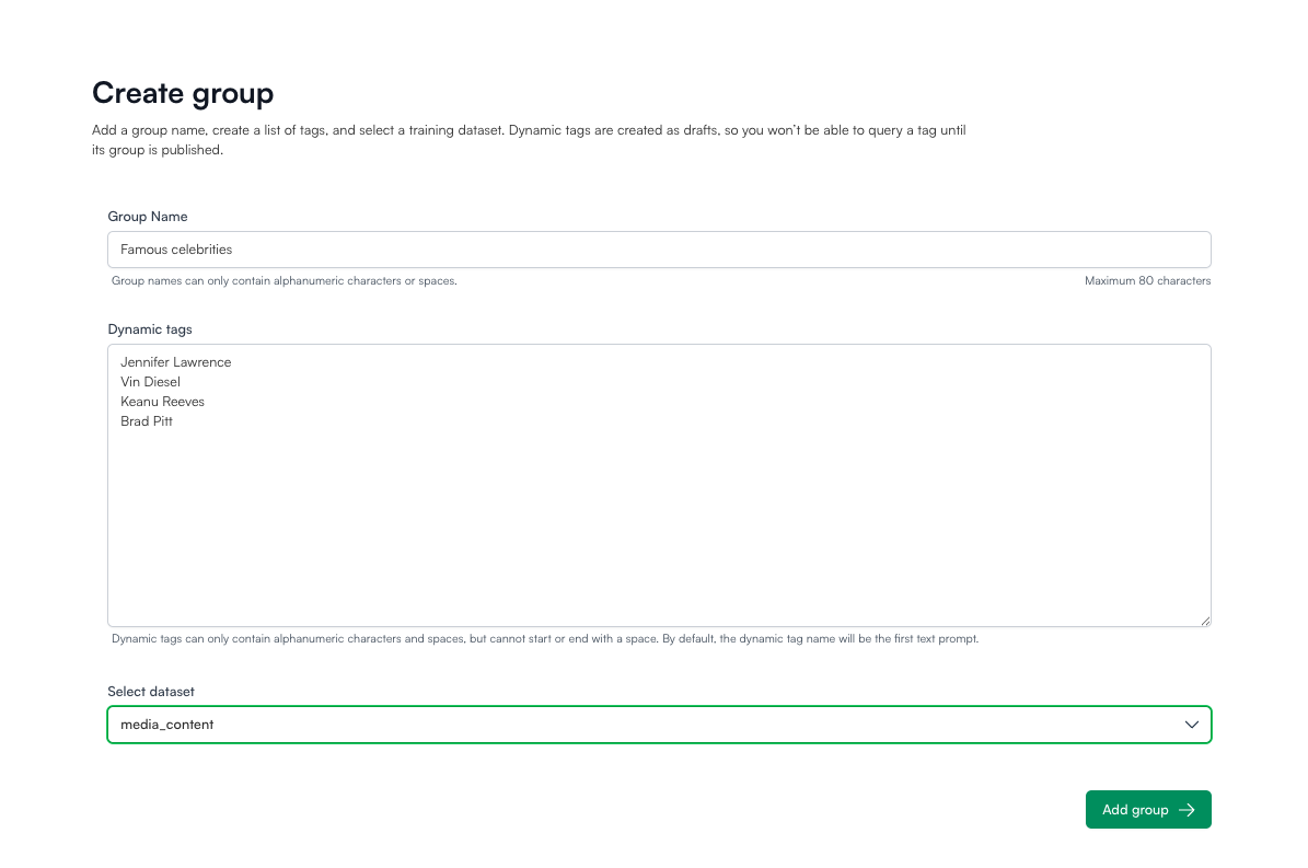 Dynamic Tags Create Group